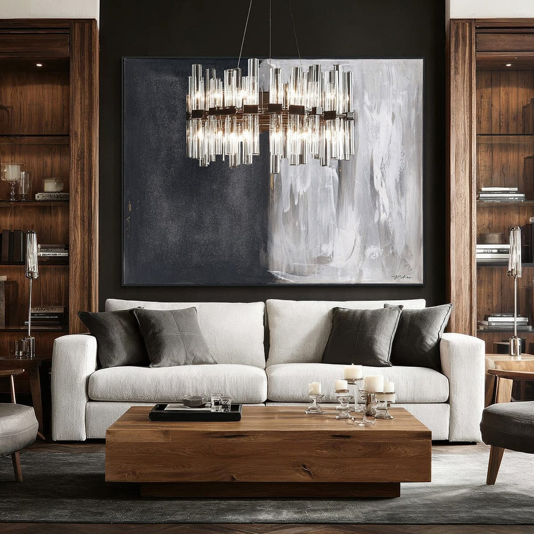 Shadow Veil - Black and White Abstract Painting #M5900 Painting artwepaint 