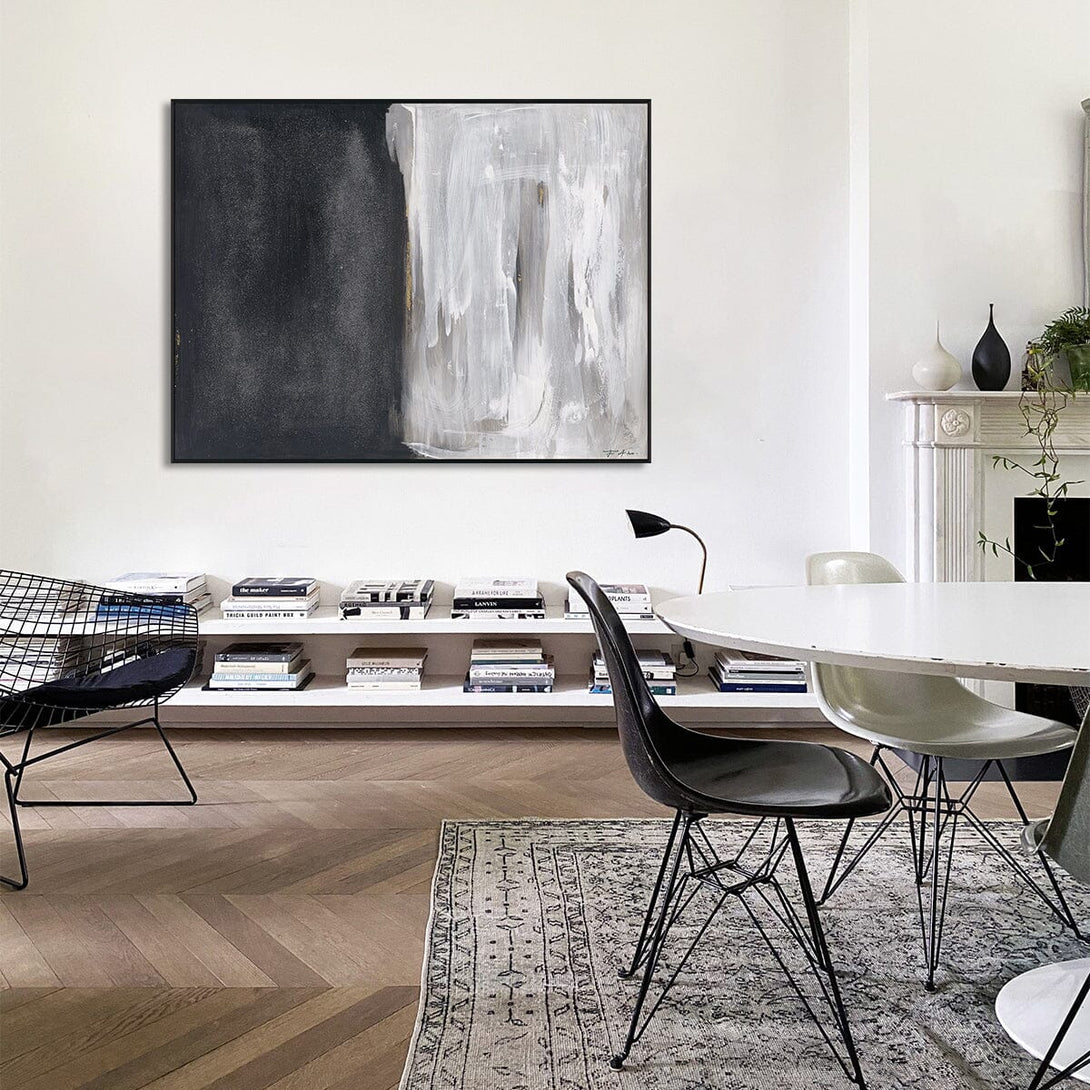 Shadow Veil - Black and White Abstract Painting #M5900 Painting artwepaint 