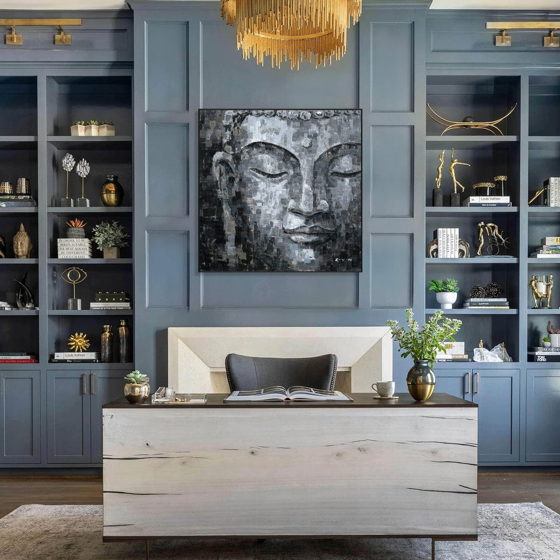 Shadowed Tranquility - Grey Abstract Buddha #H7506 Painting artwepaint 