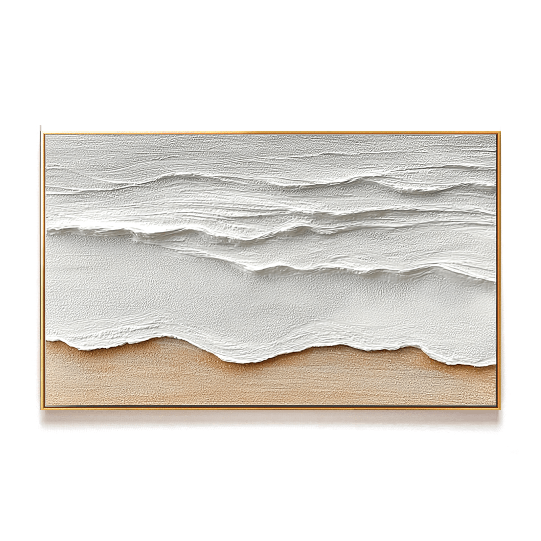 Shoreline Calm – Textured Beige Wall Art #93032 Painting artwepaint 