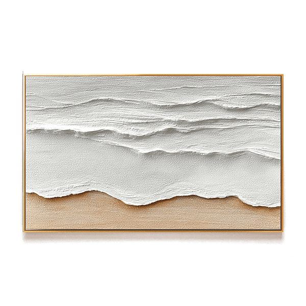 Shoreline Calm – Textured Beige Wall Art #93032 Painting artwepaint 