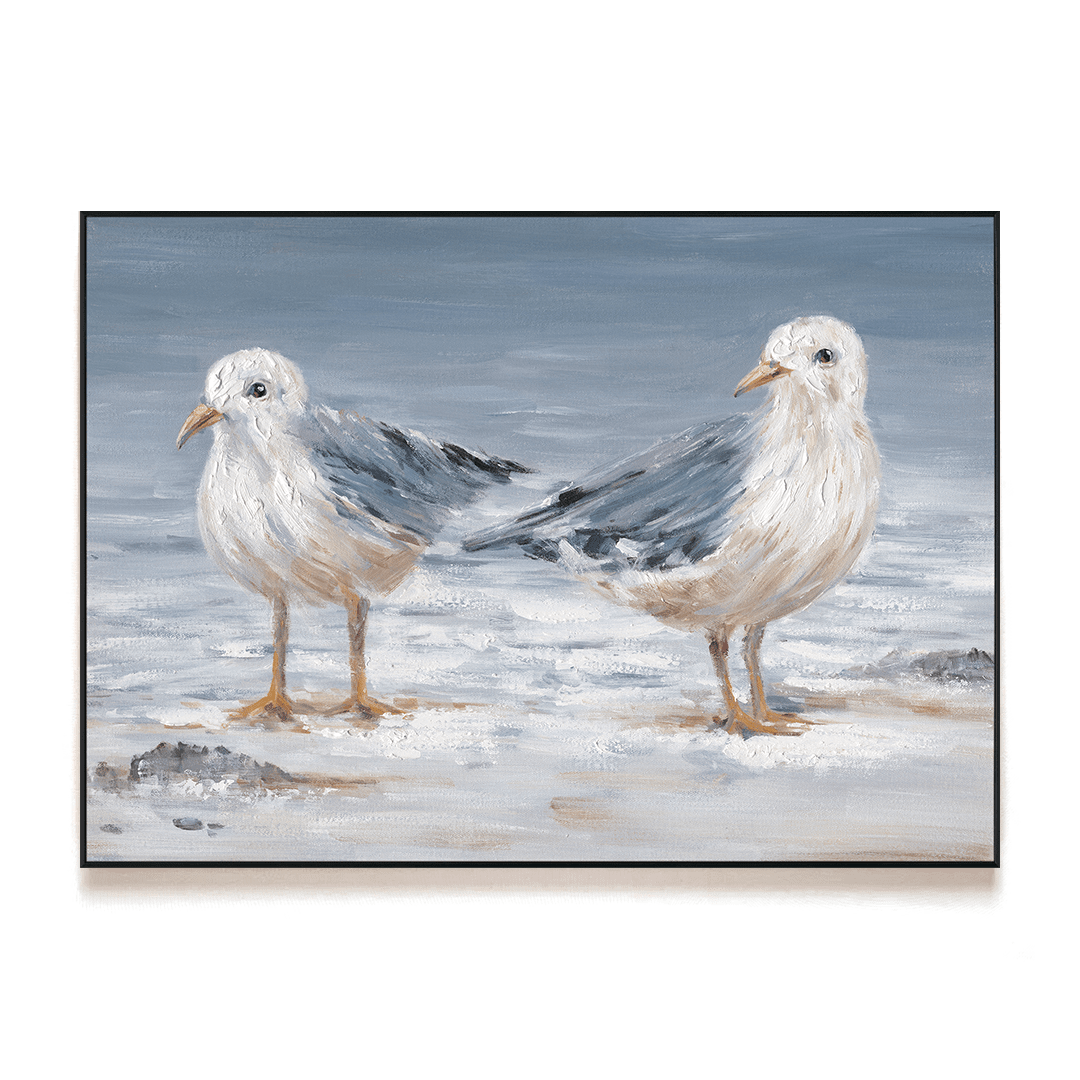 Shoreline Companions - Seagull Pair Oil Painting#M4540 Painting artwepaint 