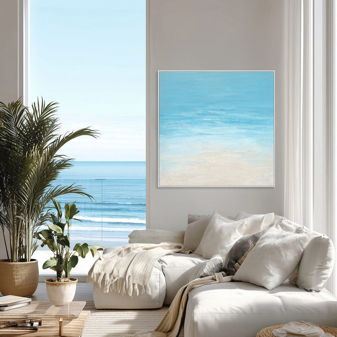 Shoreline Realm - Blue White Abstract #J3643 Painting artwepaint 