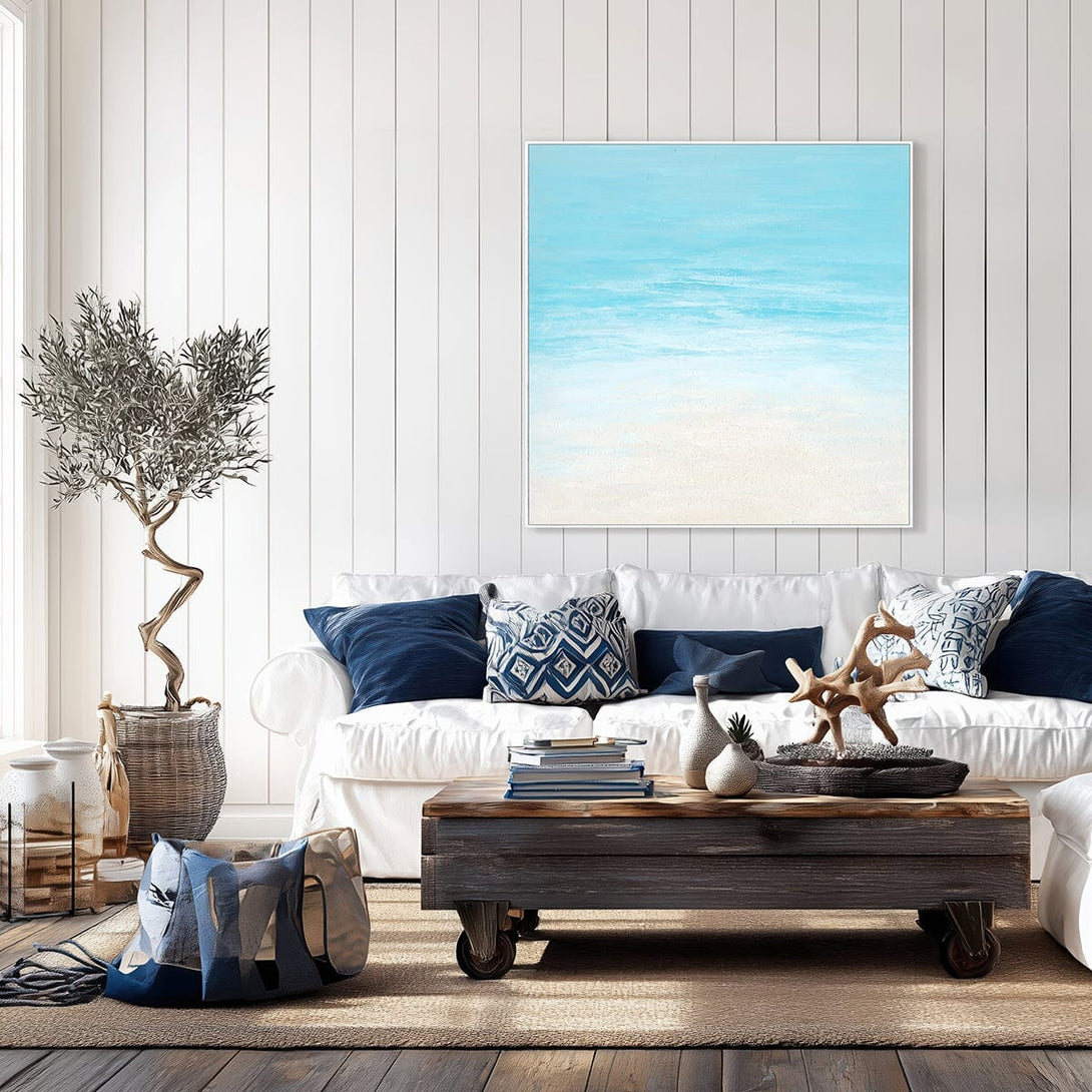 Shoreline Realm - Blue White Abstract #J3643 Painting artwepaint 