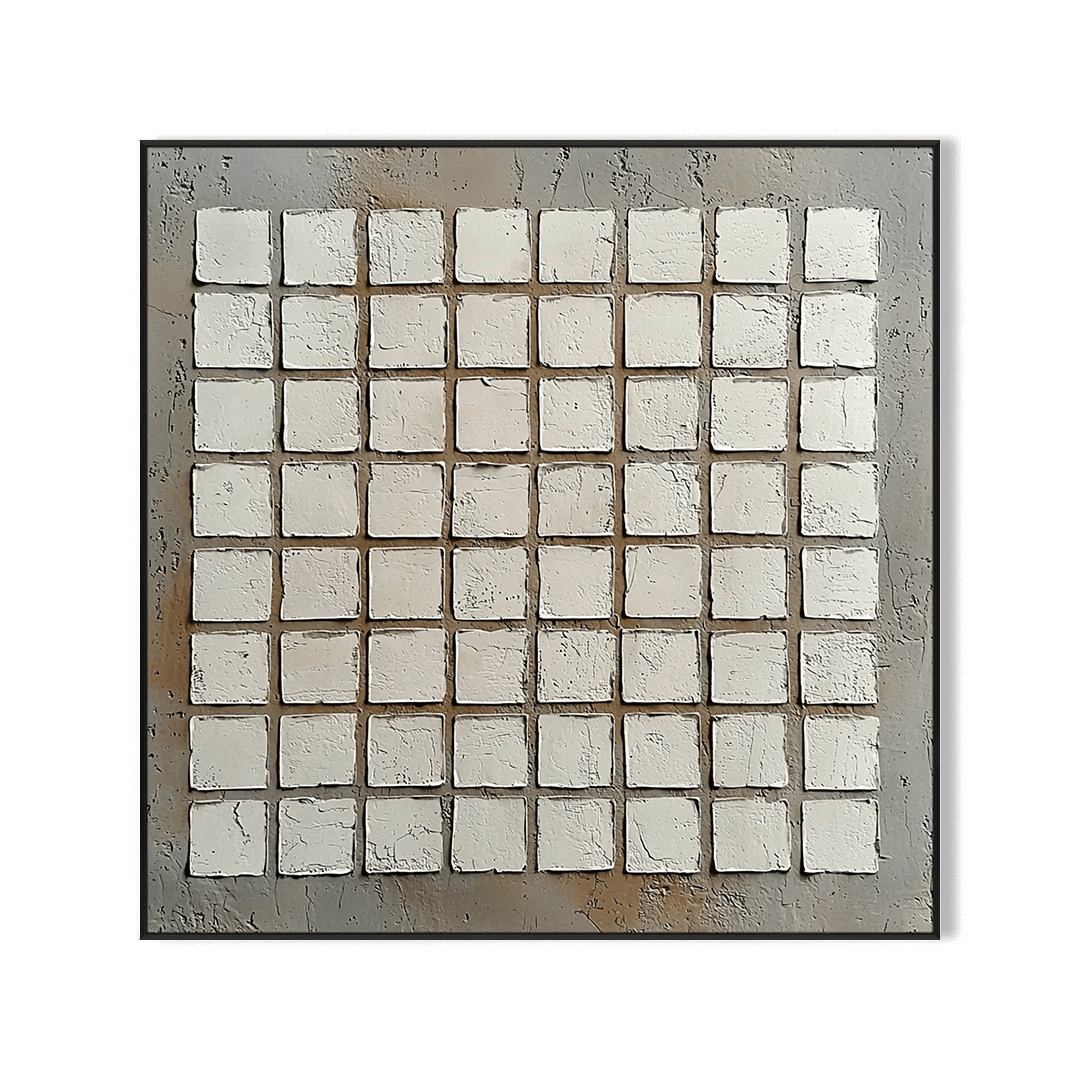 Silent Balance - Beige Square Abstract Painting #RBH6(43) Painting artwepaint 