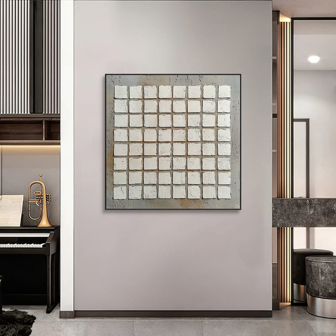 Silent Balance - Beige Square Abstract Painting #RBH6(43) Painting artwepaint 