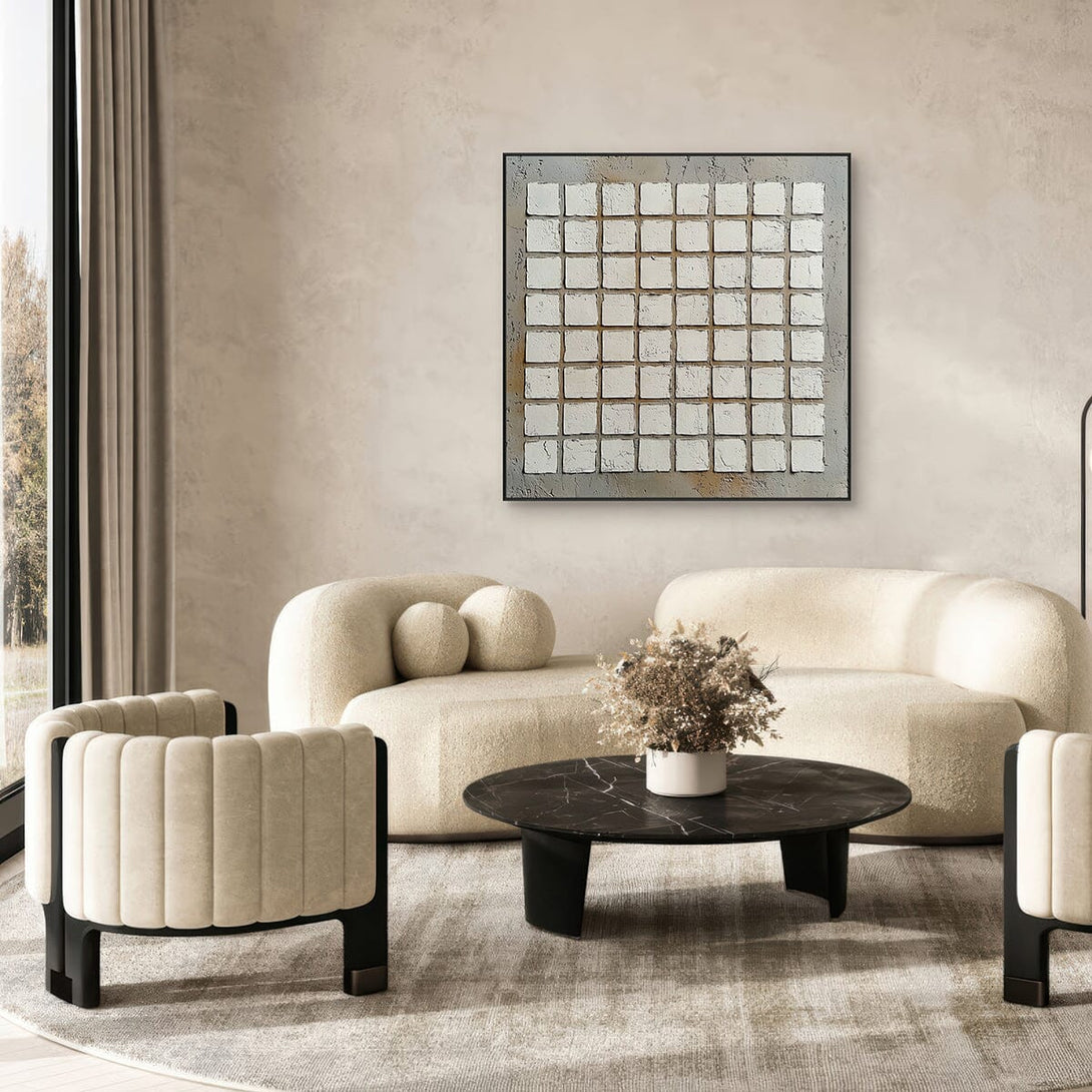 Silent Balance - Beige Square Abstract Painting #RBH6(43) Painting artwepaint 