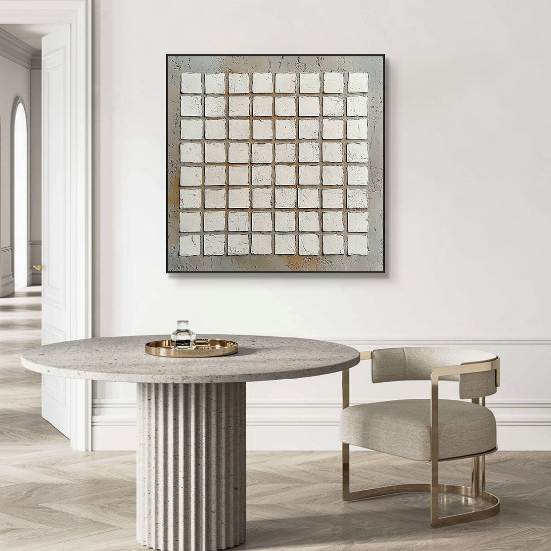 Silent Balance - Beige Square Abstract Painting #RBH6(43) Painting artwepaint 