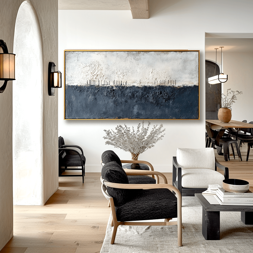 Silent Coast – Black and White Textured Painting #26 Painting artwepaint 