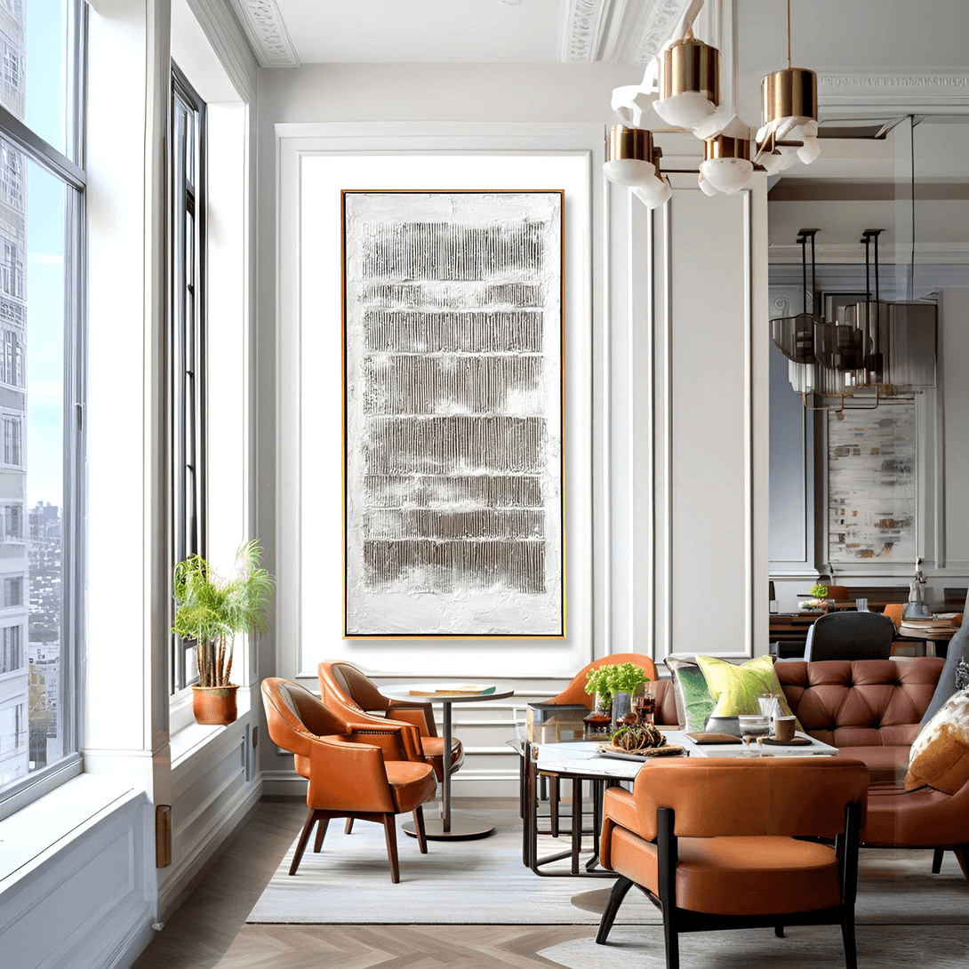 Silent Columns – Textured Linear Abstract Painting #93036 Painting artwepaint 