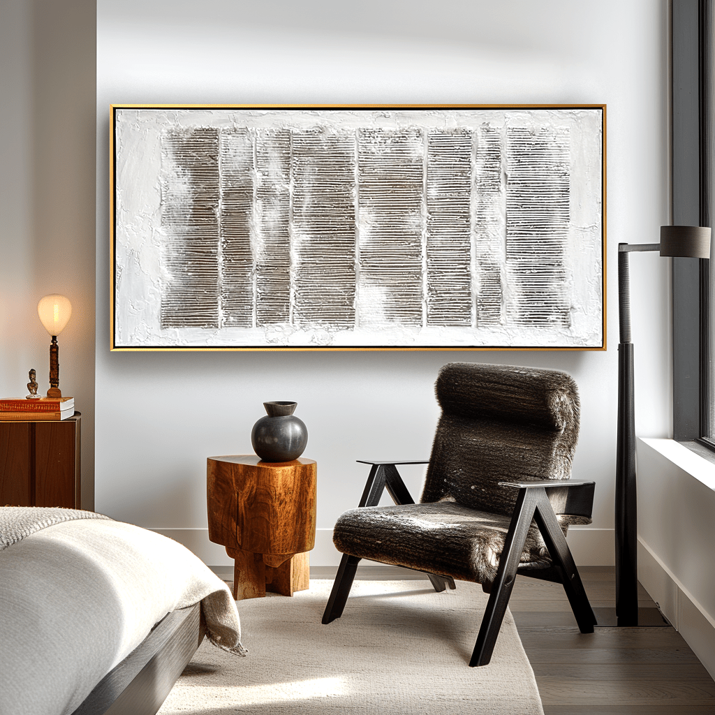 Silent Columns – Textured Linear Abstract Painting #93036 Painting artwepaint 