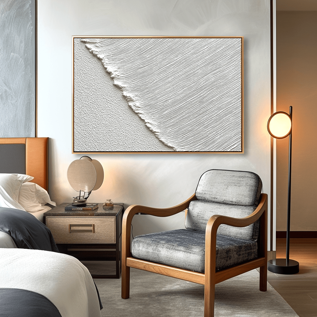 Silent Drift – White Textured Minimal Painting #93044 Painting artwepaint 