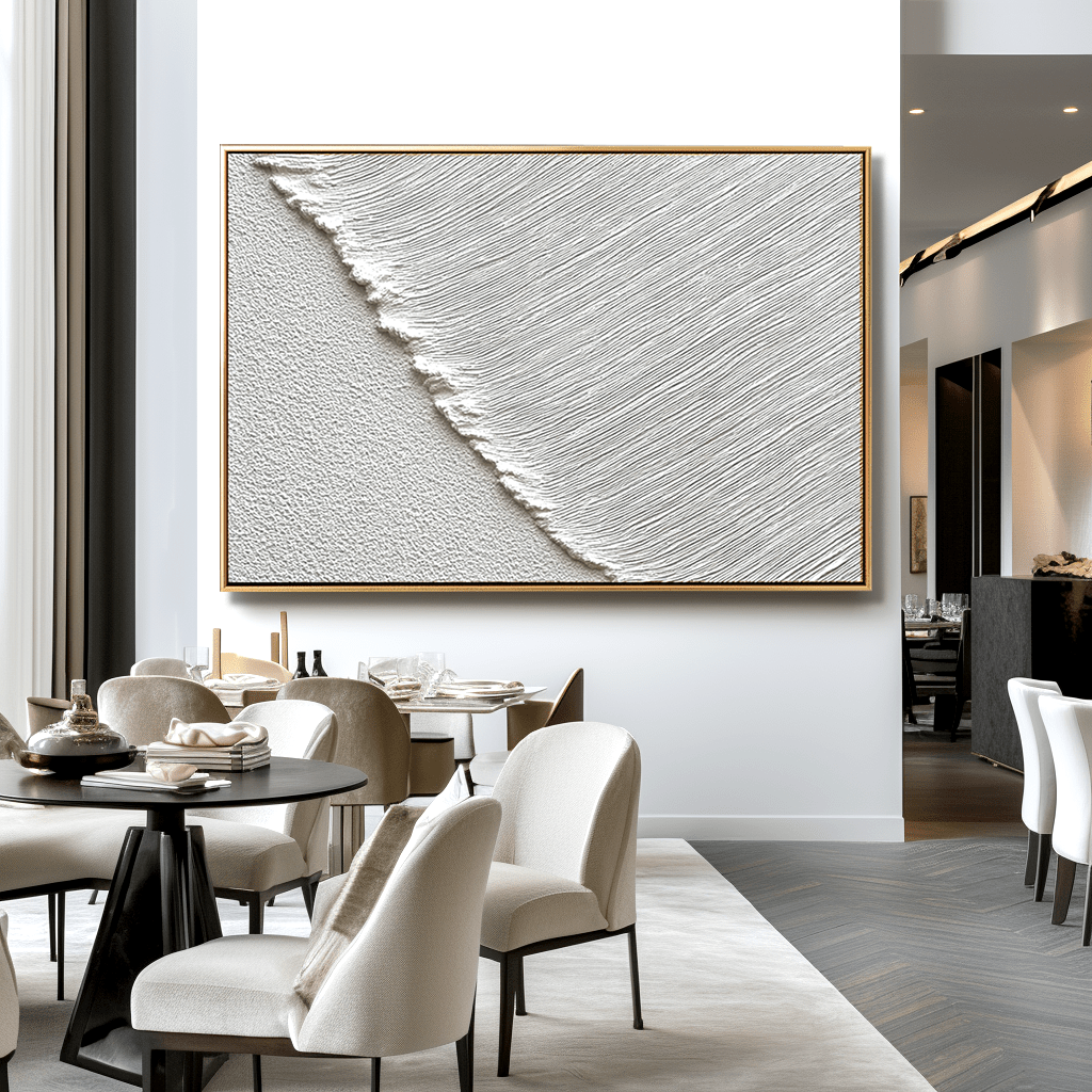 Silent Drift – White Textured Minimal Painting #93044 Painting artwepaint 