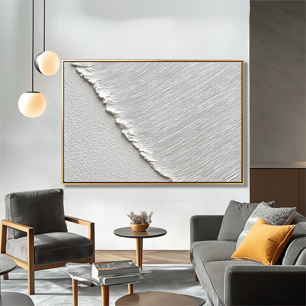 Silent Drift – White Textured Minimal Painting #93044 Painting artwepaint 