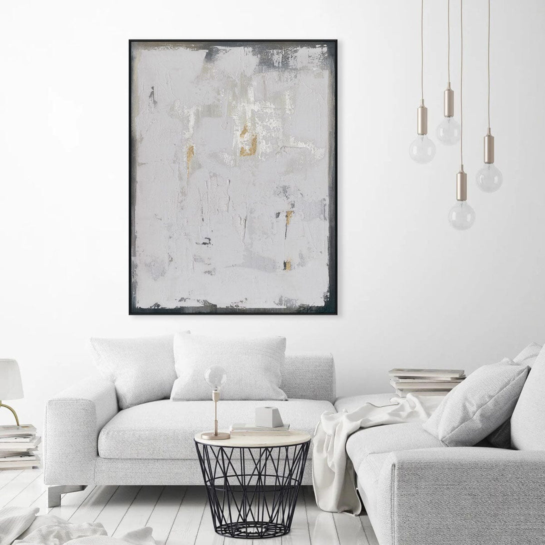 Silent Frost – White & Gold Abstract Painting#M6722 Painting artwepaint 