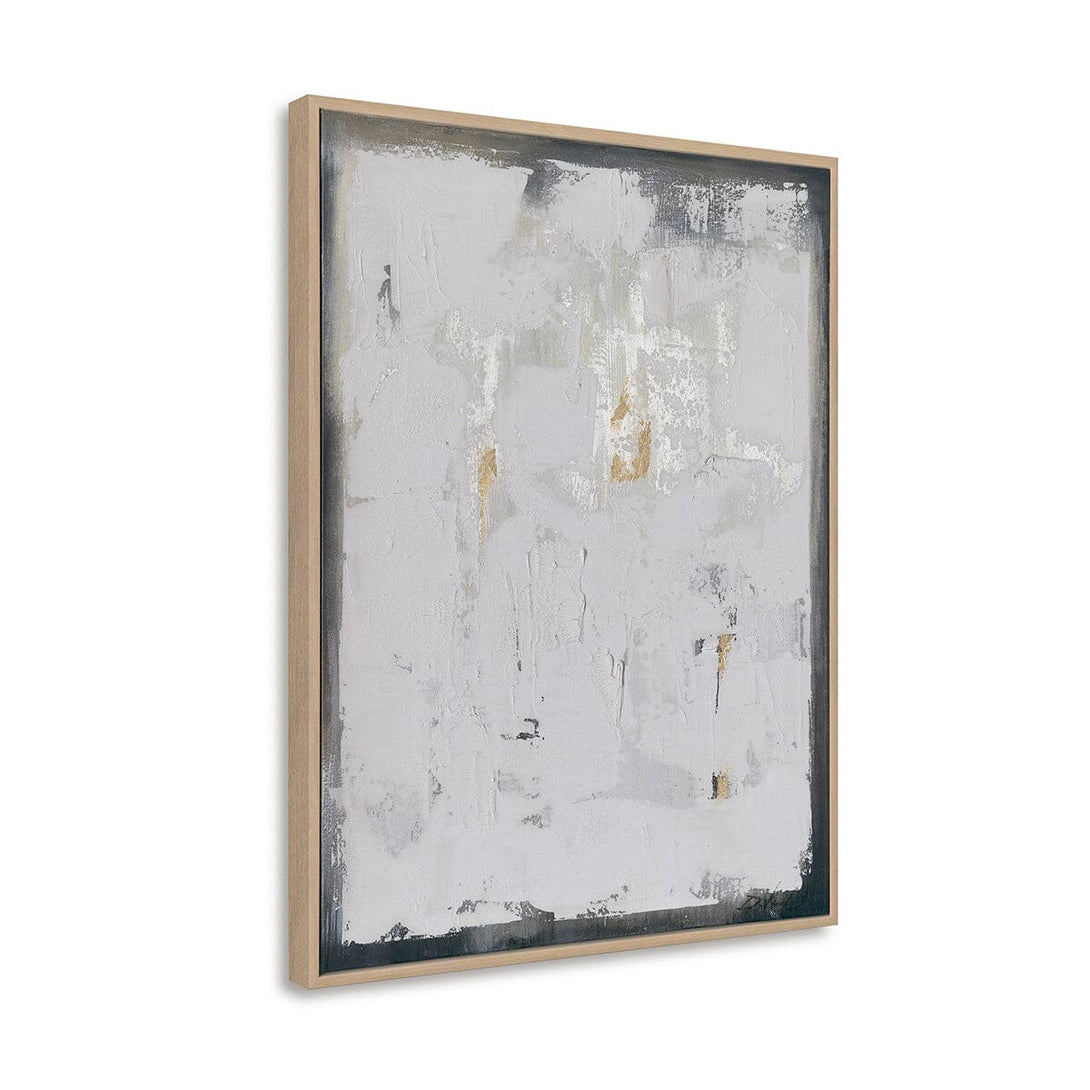 Silent Frost – White & Gold Abstract Painting#M6722 Painting artwepaint 