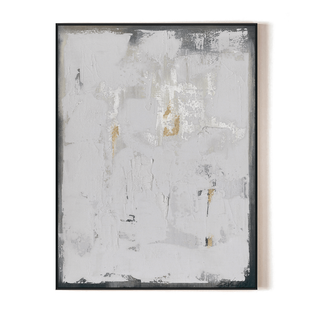 Silent Frost – White & Gold Abstract Painting#M6722 Painting artwepaint 