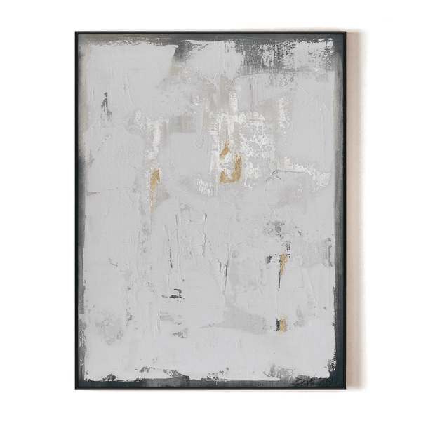 Silent Frost – White & Gold Abstract Painting#M6722 Painting artwepaint 