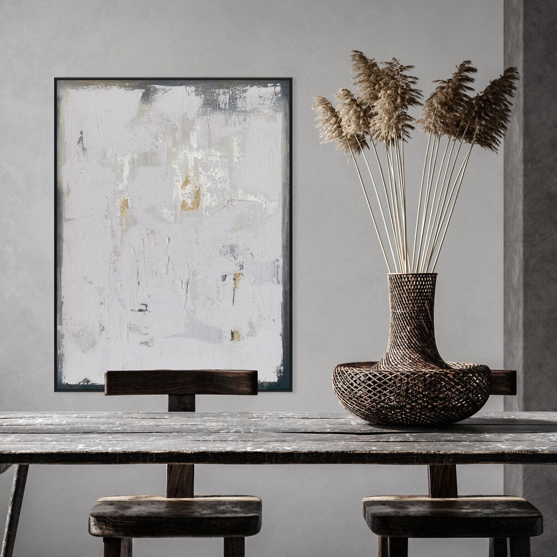 Silent Frost – White & Gold Abstract Painting#M6722 Painting artwepaint 