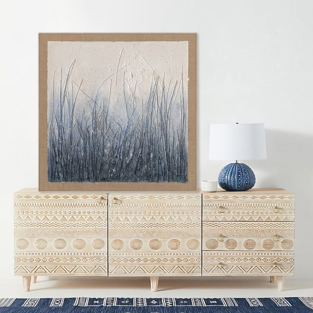 Silent Grass - Blue Grey Textured Abstract Painting #J5071 Painting artwepaint 