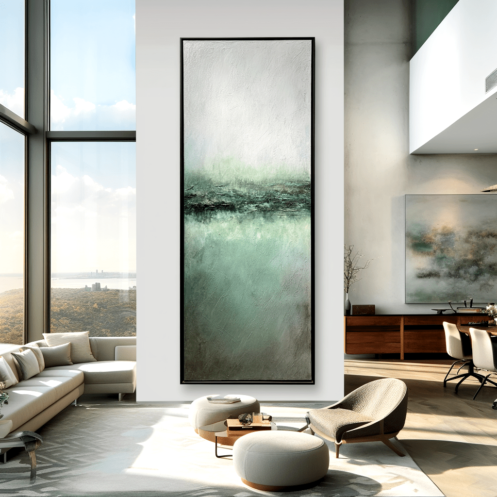 Silent Horizon – Green Grey Abstract Painting #52 Painting artwepaint 