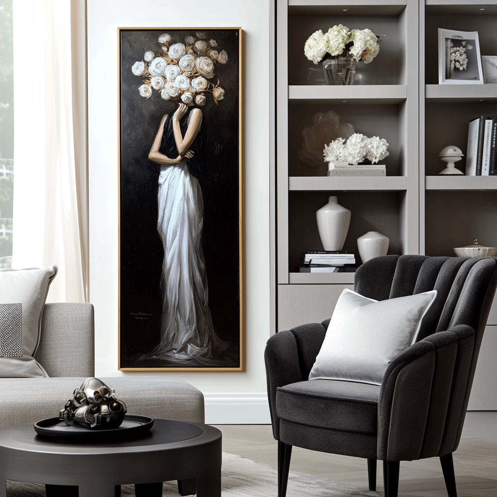 Silent Muse – White Rose Woman Portrait Painting #awp44 Painting artwepaint 