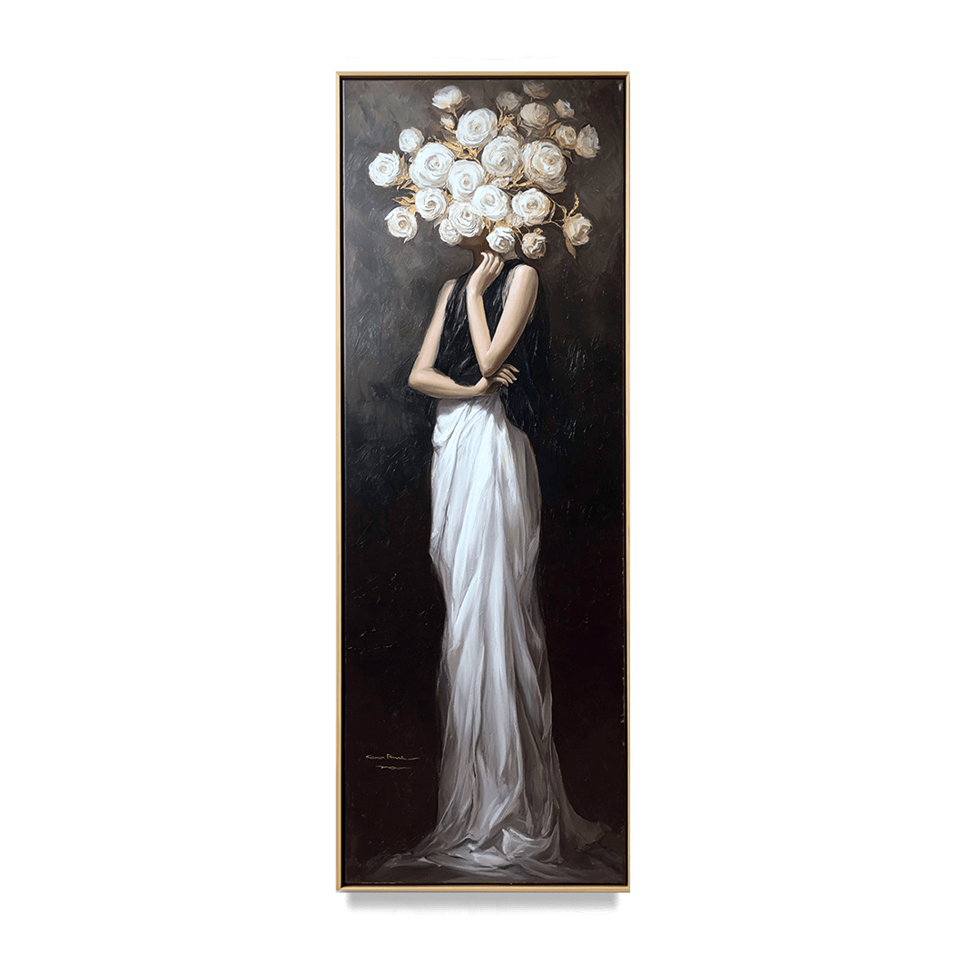 Silent Muse – White Rose Woman Portrait Painting #awp44 Painting artwepaint 