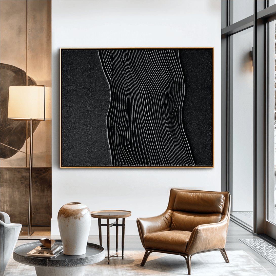 Silent Rhythm – Black Textured Wave Painting #93041 Painting artwepaint 