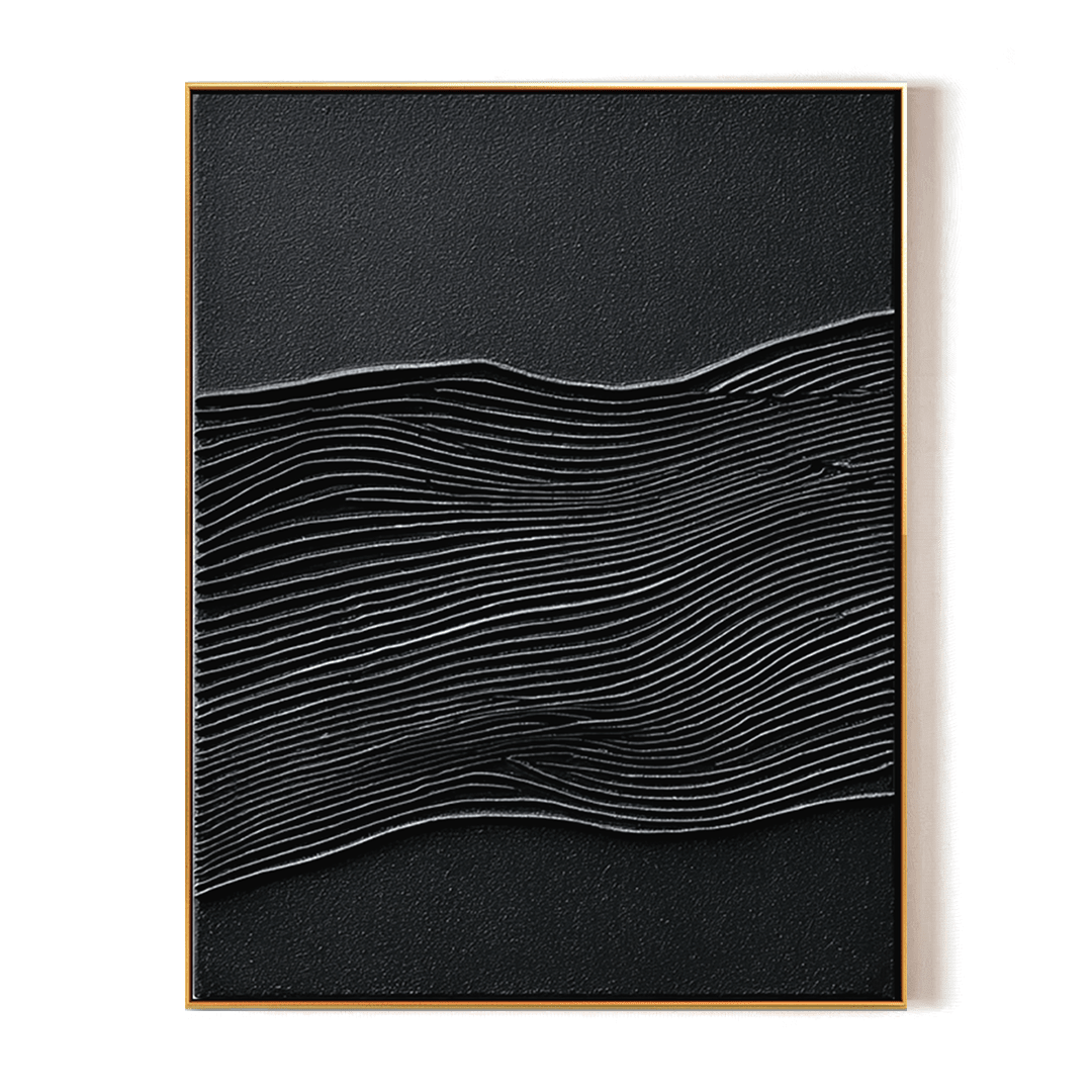 Silent Rhythm – Black Textured Wave Painting #93041 Painting artwepaint 