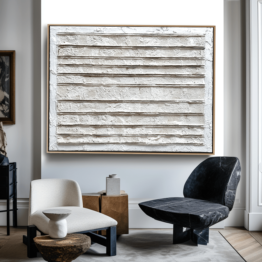 Silent Structure – White Linear Texture Painting #93049 Painting artwepaint 