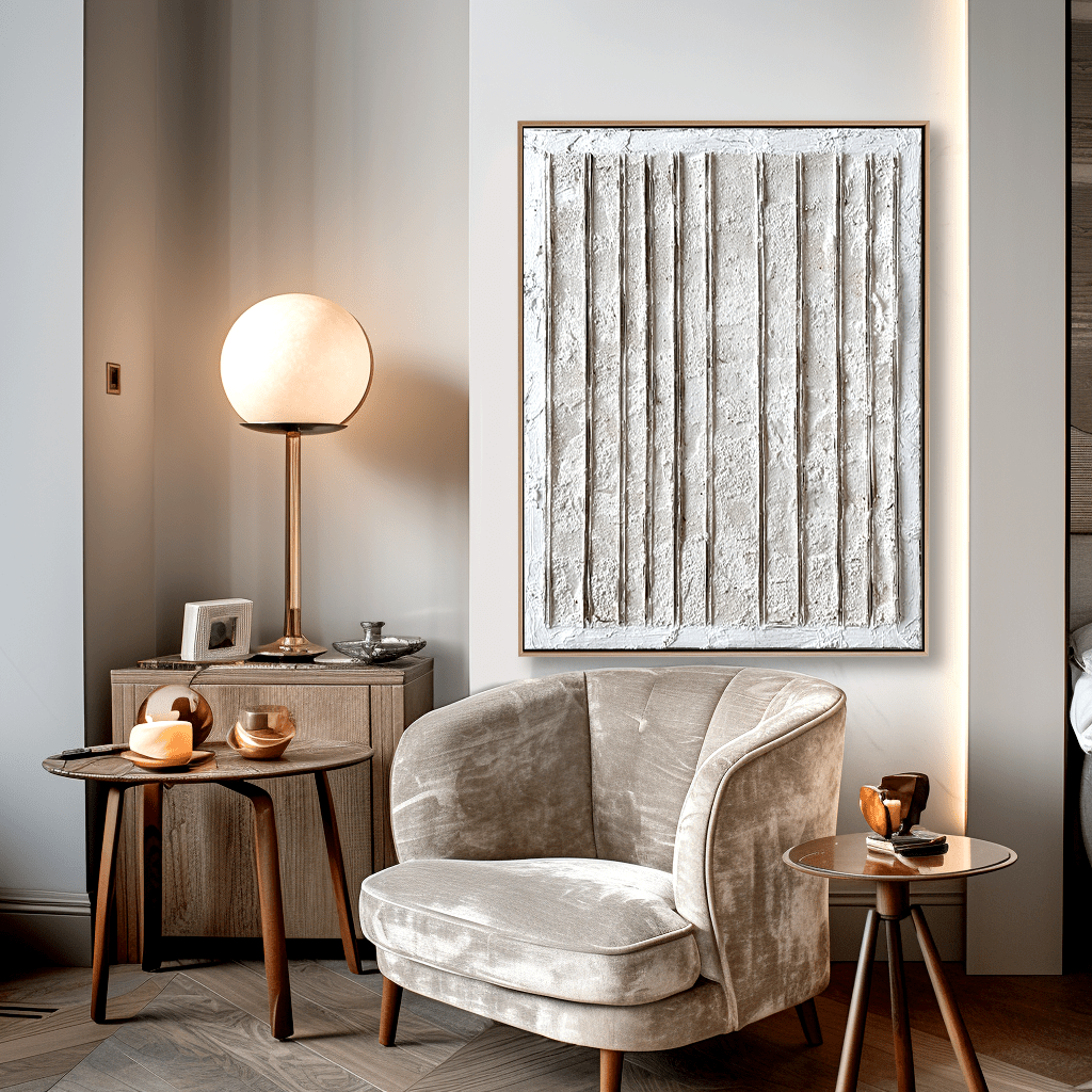 Silent Structure – White Linear Texture Painting #93049 Painting artwepaint 