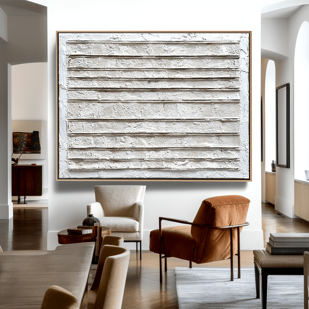 Silent Structure – White Linear Texture Painting #93049 Painting artwepaint 