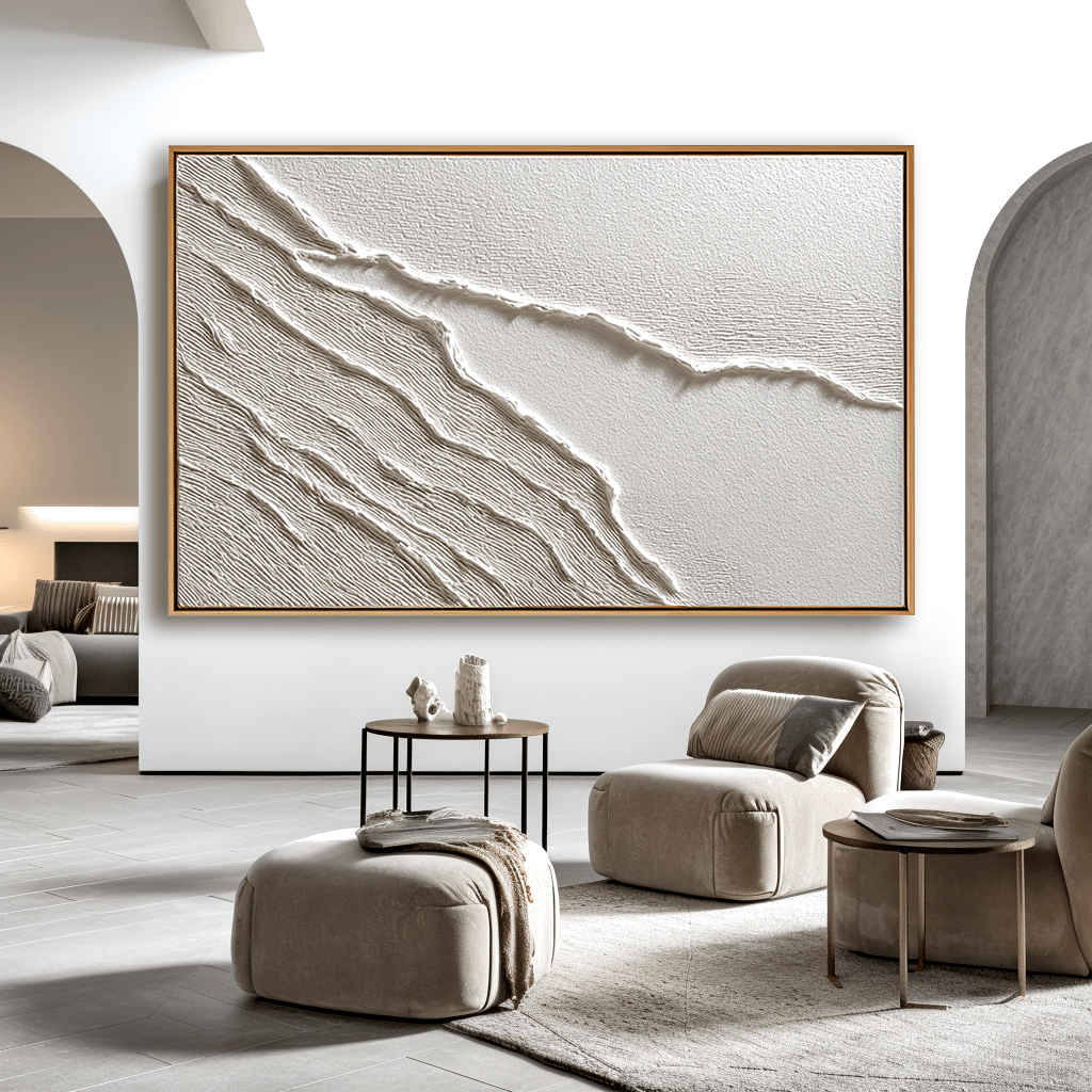 Silent Wave – White Textured Abstract Art #93031 Painting artwepaint 