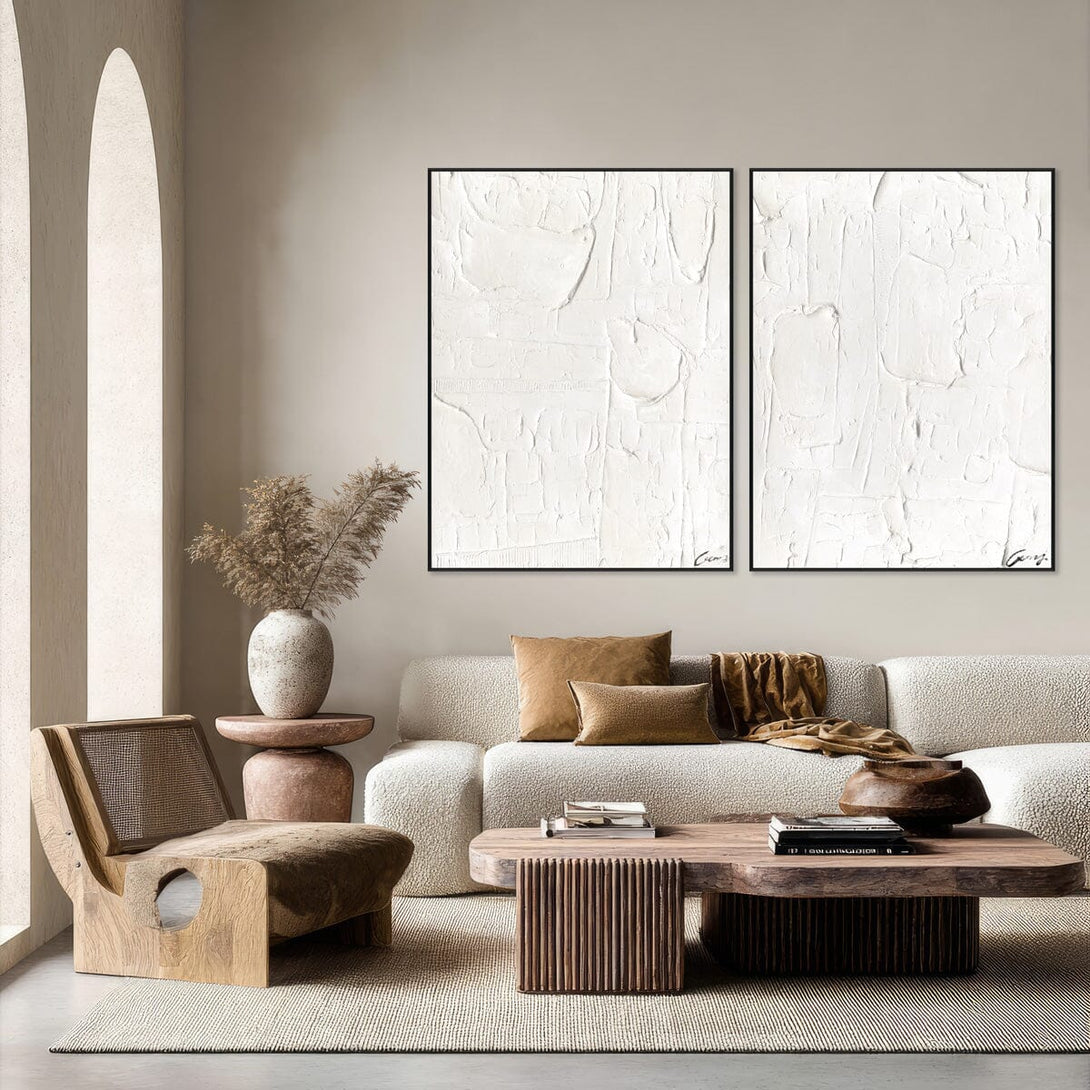 Silent Whispers - White Textured Abstract Painting #M4781 Painting artwepaint 