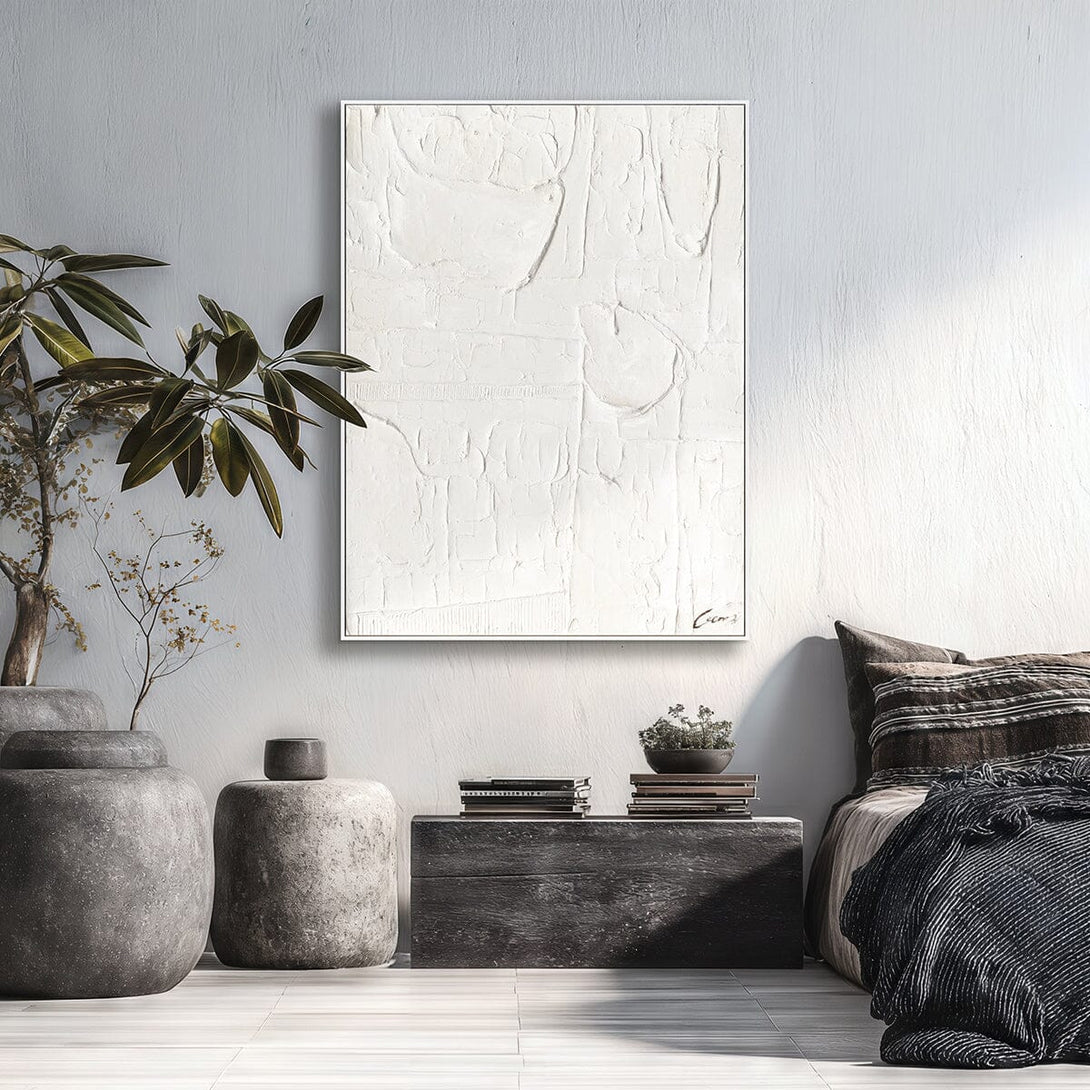 Silent Whispers - White Textured Abstract Painting #M4781 Painting artwepaint 