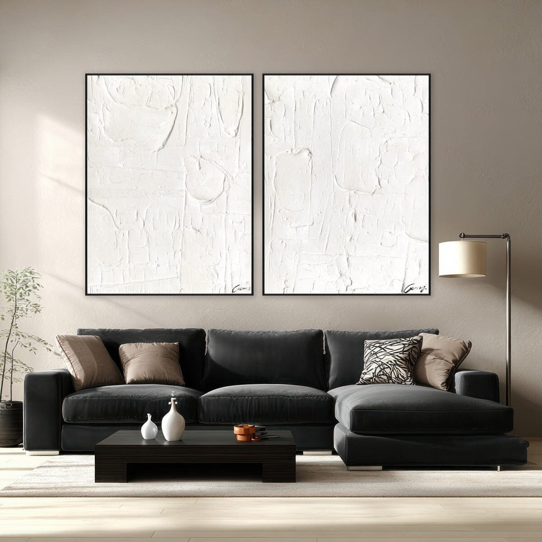 Silent Whispers - White Textured Abstract Painting #M4781 Painting artwepaint 