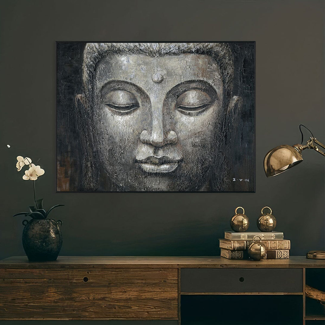 Silver Contemplation - Textured Buddha Serenity #H7472 Painting artwepaint 