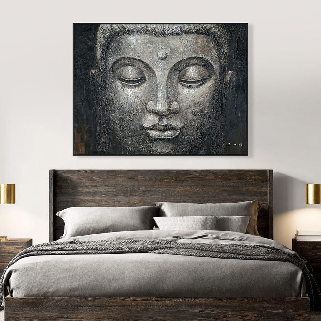 Silver Contemplation - Textured Buddha Serenity #H7472 Painting artwepaint 