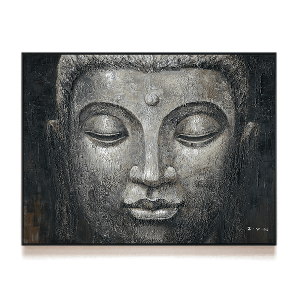 Silver Contemplation - Textured Buddha Serenity #H7472 Painting artwepaint 