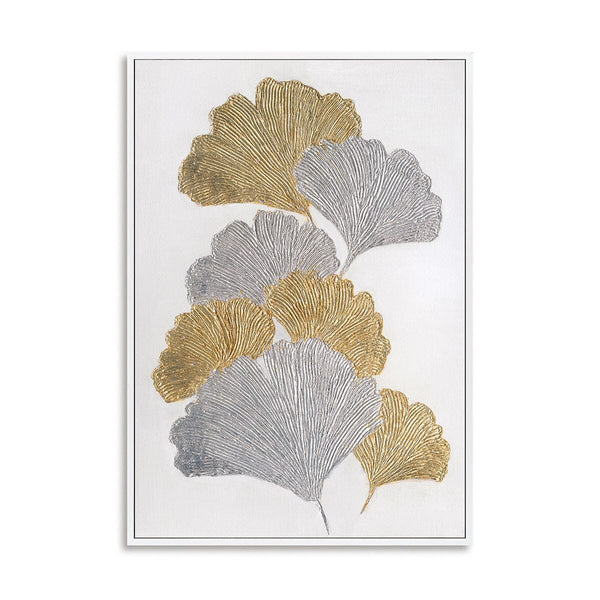 Silver & Gold Elegance - Ginkgo Relief Art Painting#L5077 Painting artwepaint 