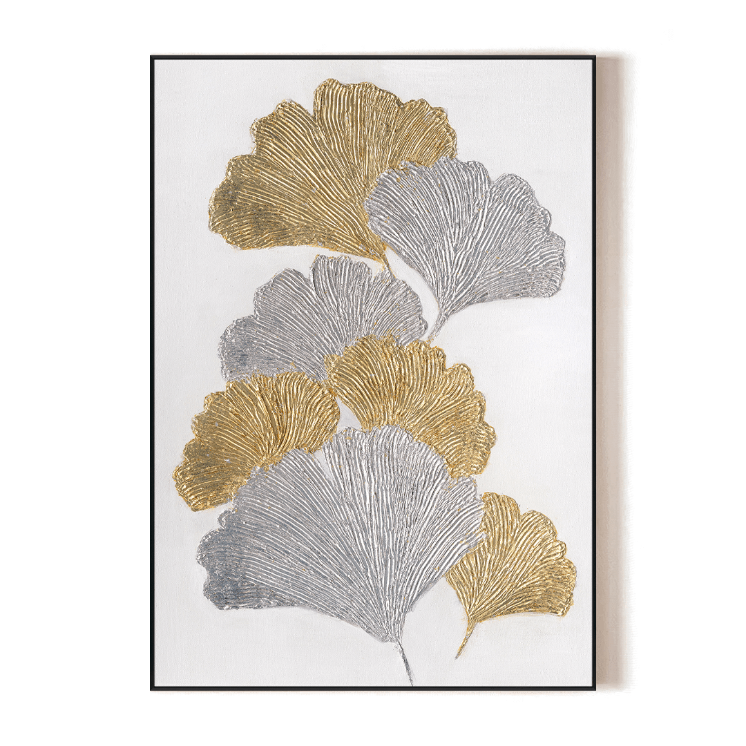 Silver & Gold Elegance - Ginkgo Relief Art Painting#L5077 Painting artwepaint 