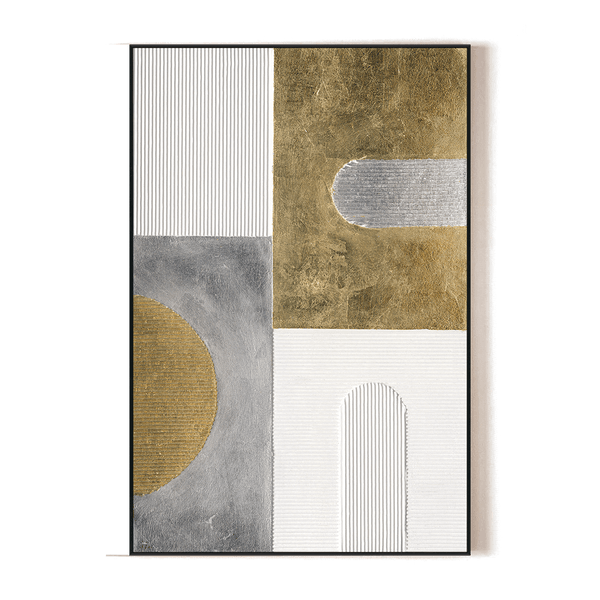 Silver & Gold Harmony - Geometric Textured Abstract #MM2582 Painting artwepaint 