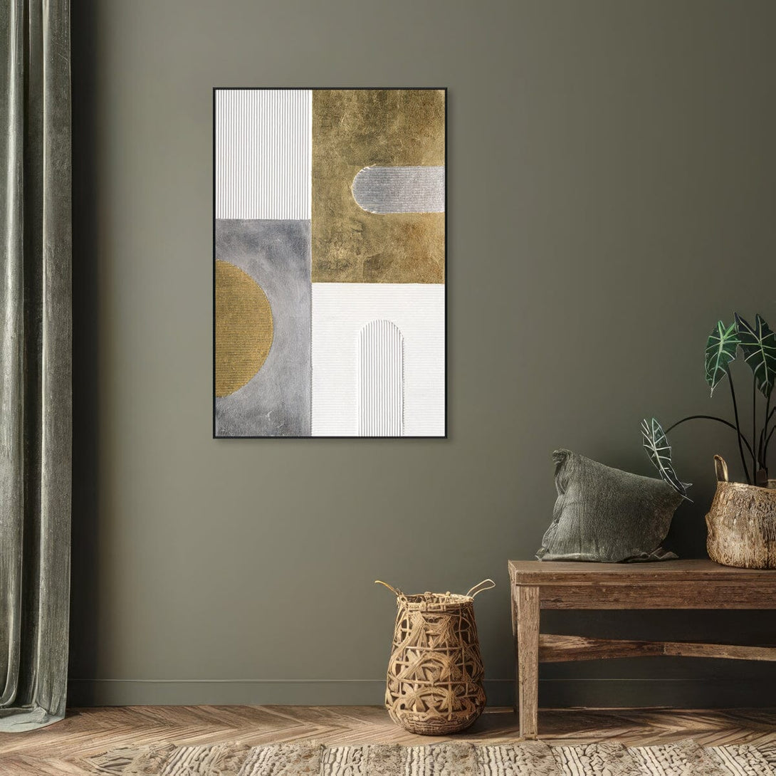 Silver & Gold Harmony - Geometric Textured Abstract #MM2582 Painting artwepaint 