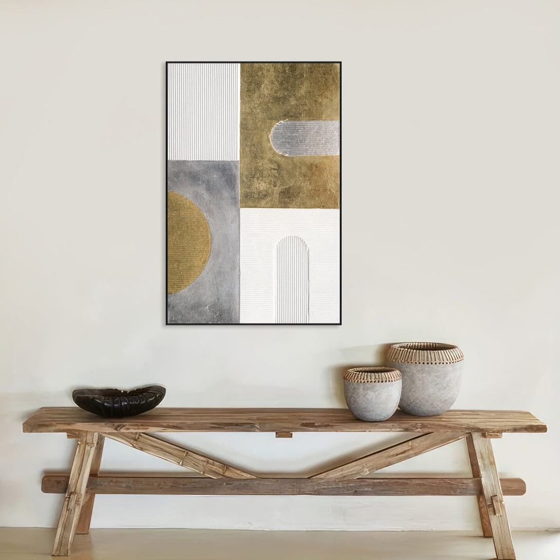 Silver & Gold Harmony - Geometric Textured Abstract #MM2582 Painting artwepaint 