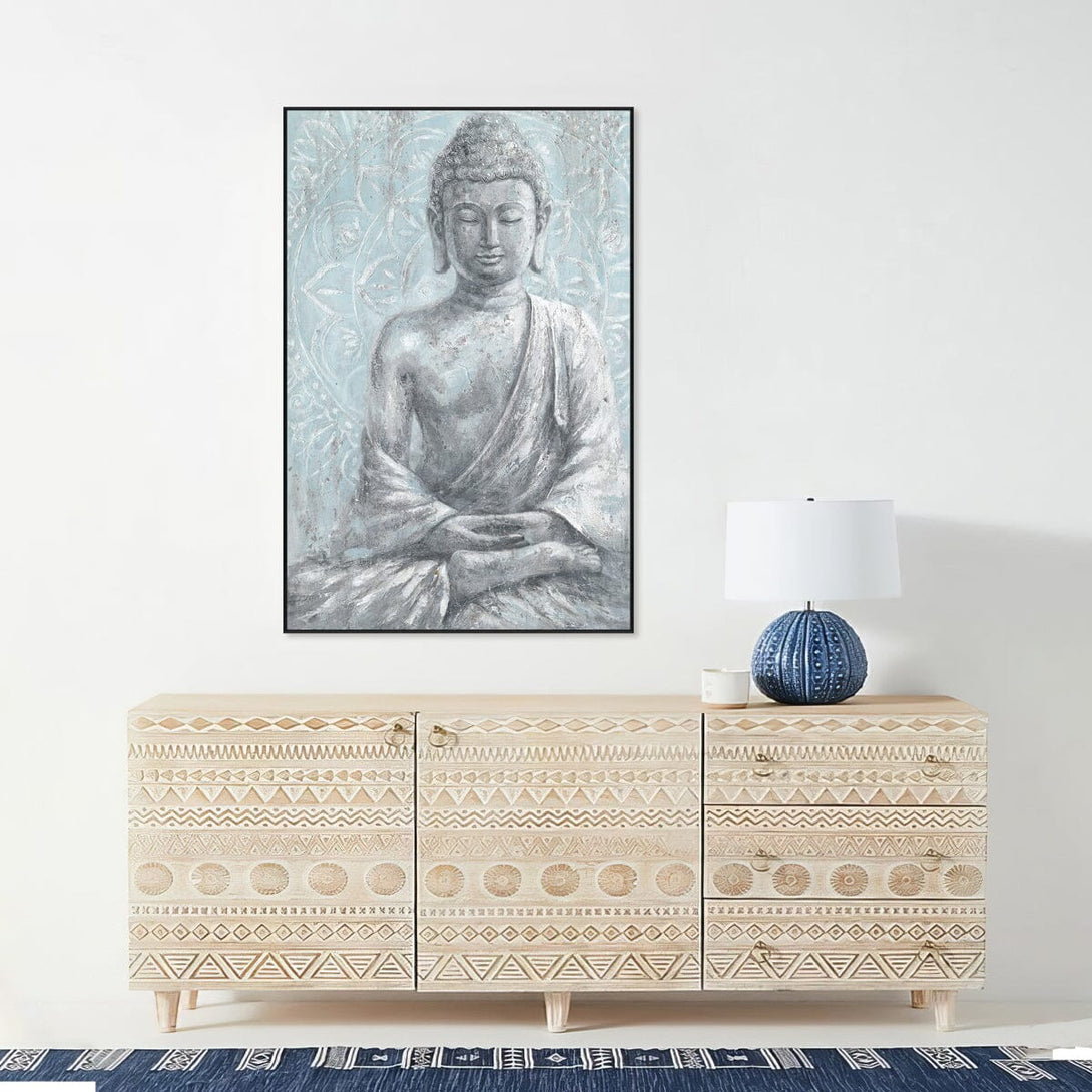 Silver Tranquility - Meditative Buddha Painting#L5013 Painting artwepaint 