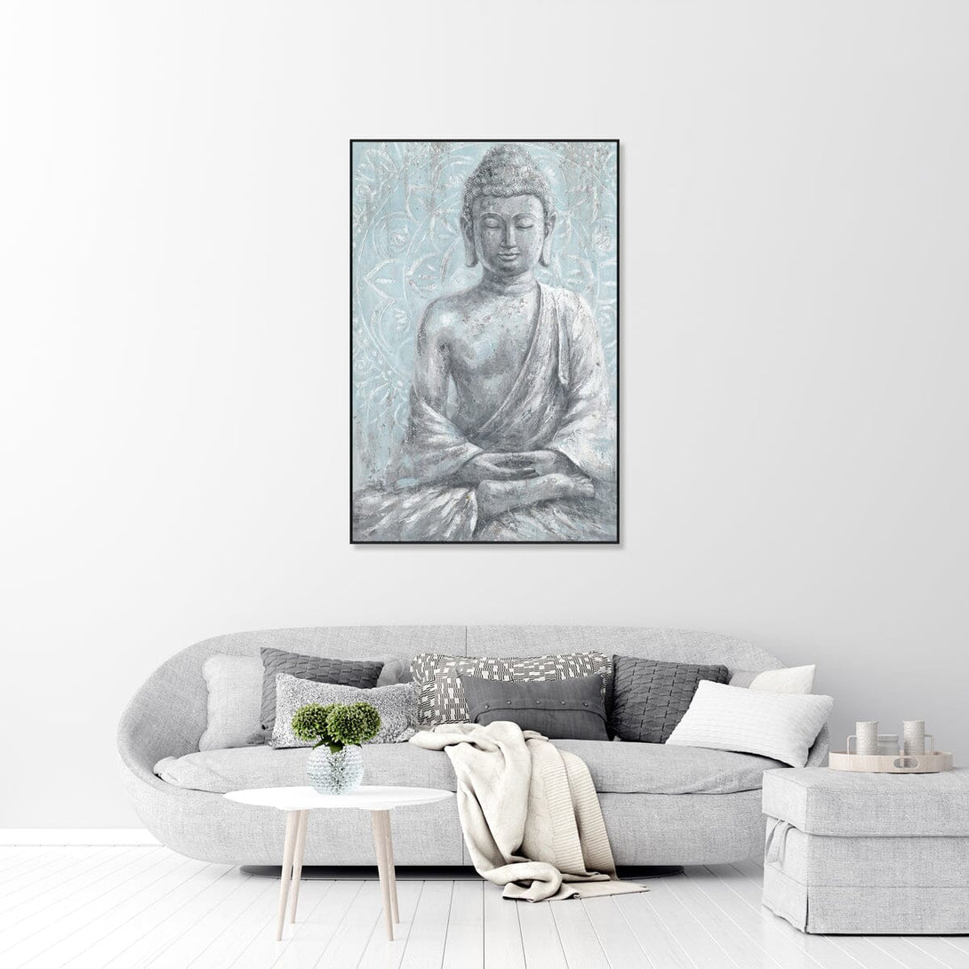Silver Tranquility - Meditative Buddha Painting#L5013 Painting artwepaint 