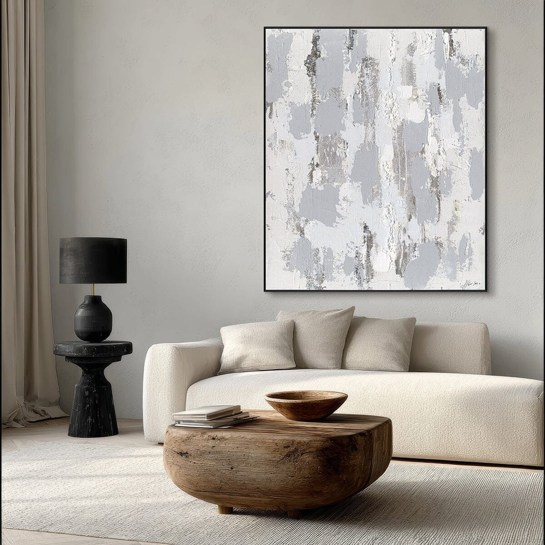Silver Veil - Textured Grey Abstract Painting#M6899 Painting artwepaint 