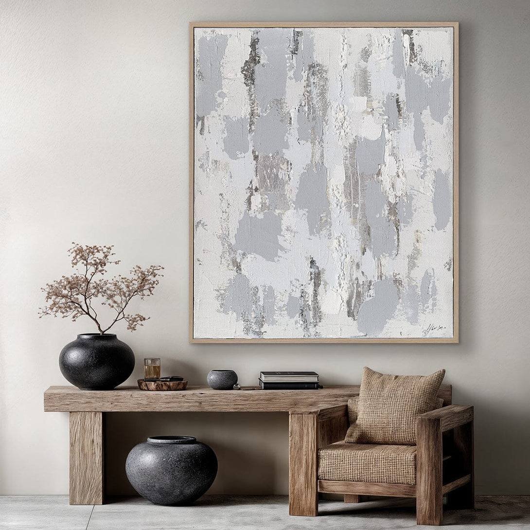 Silver Veil - Textured Grey Abstract Painting#M6899 Painting artwepaint 