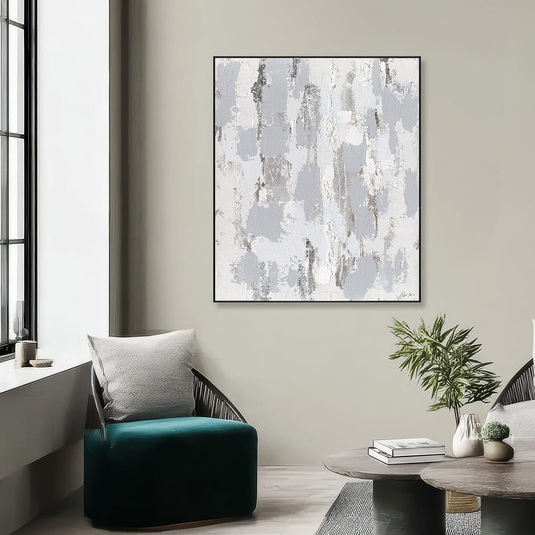 Silver Veil - Textured Grey Abstract Painting#M6899 Painting artwepaint 