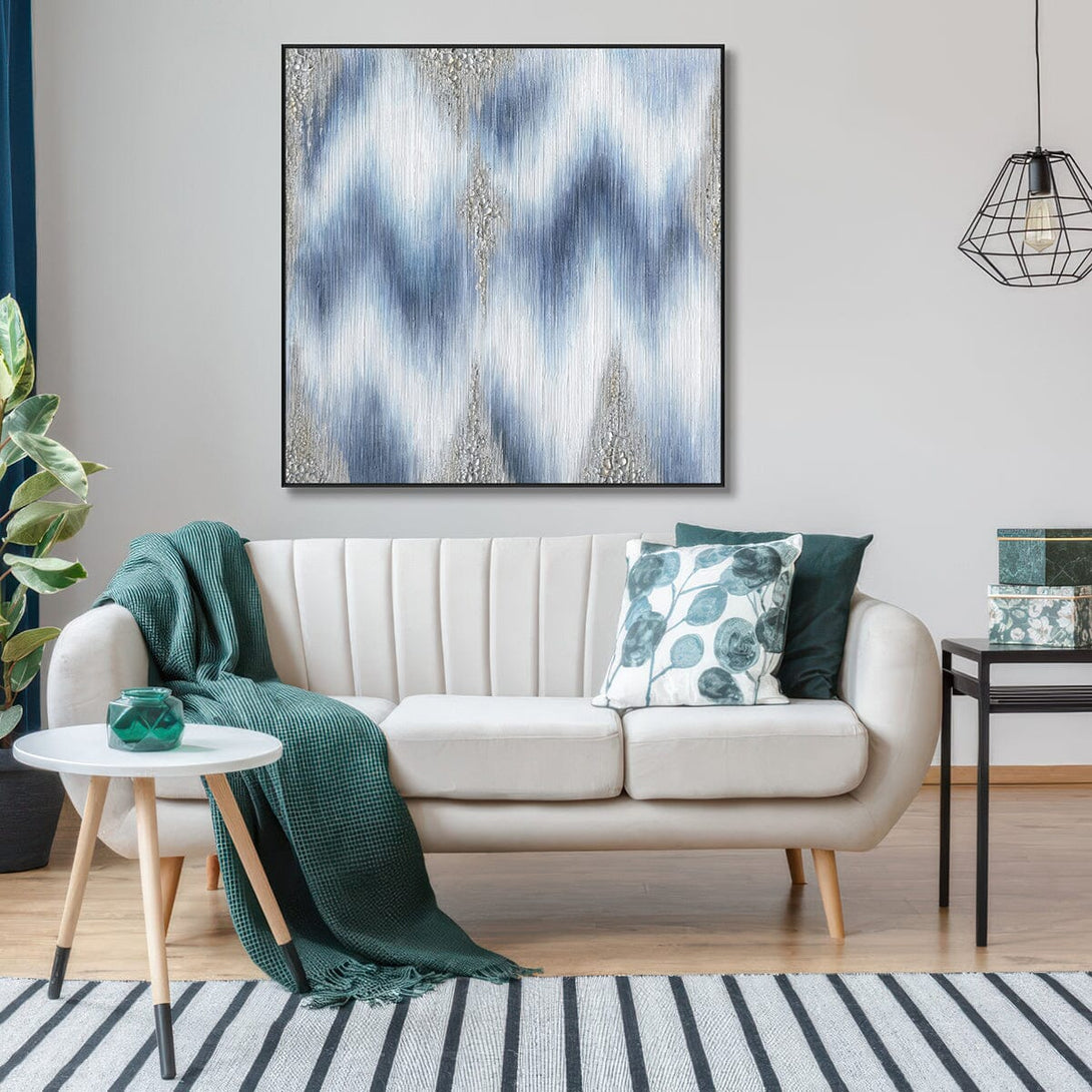 Silver Waves-Blue Textured Abstract #J4167 Painting artwepaint 